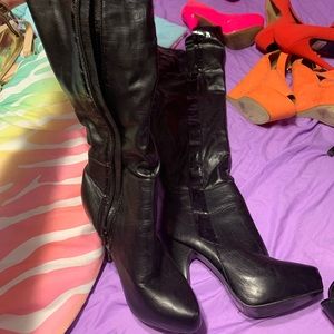 Black thigh high boots
